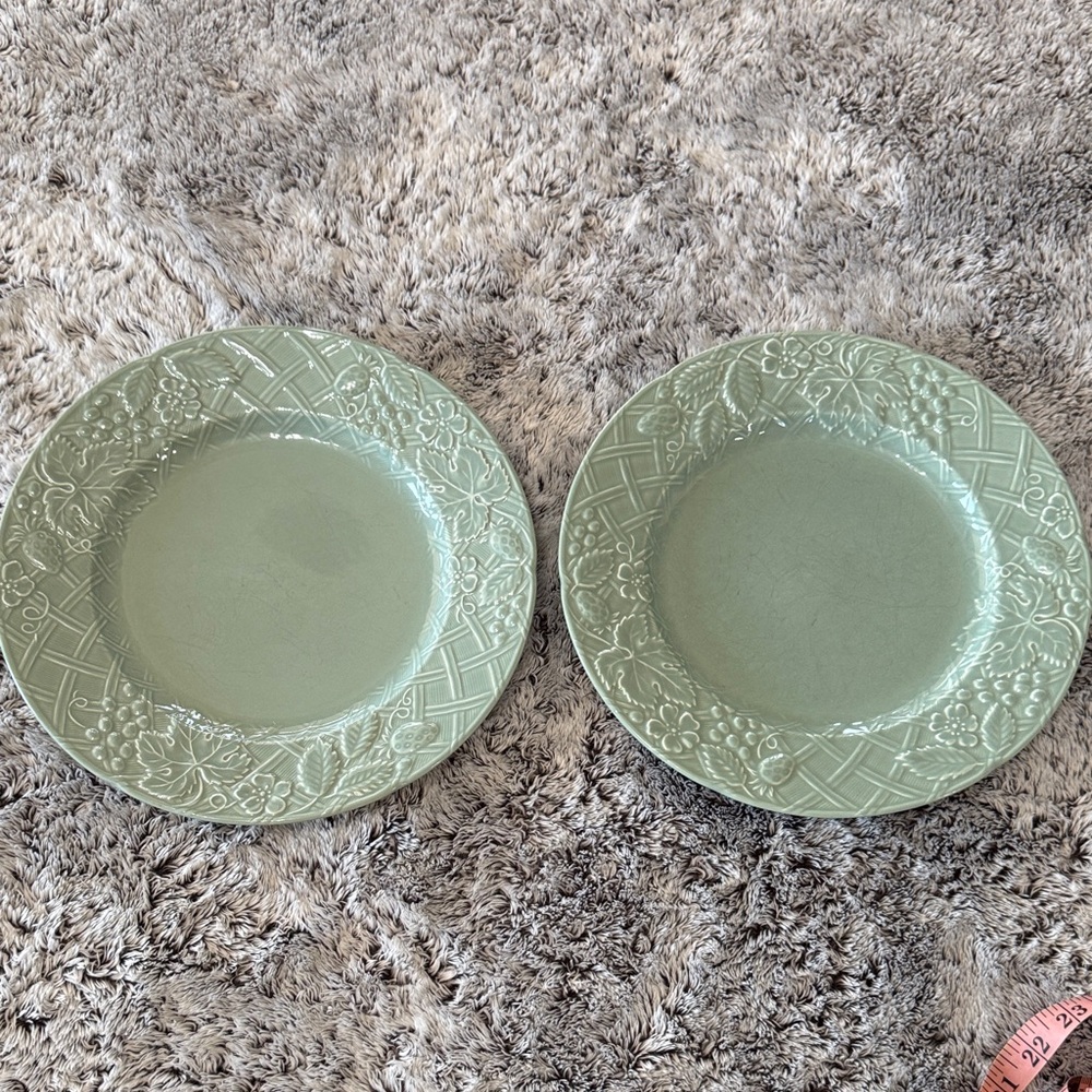 Mikasa English Countryside Celadon DP400 GreenJapan Set of‎ 2 Dinner Plates 11”